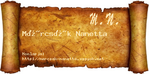 Márcsák Nanetta névjegykártya